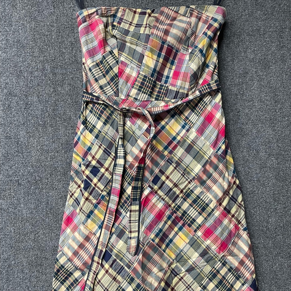 Plaid strapless dress